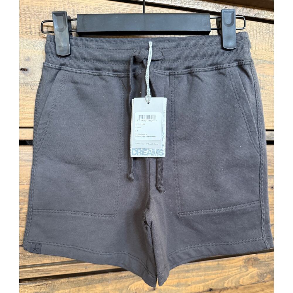 Barefoot Dreams Shorts Youth Boys 6-7 Carbon Gray Pima Cotton Fleece NWT